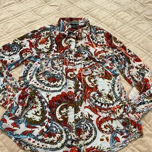 2OH threads two old hippies, long sleeves, rayon and silk paisley shirt